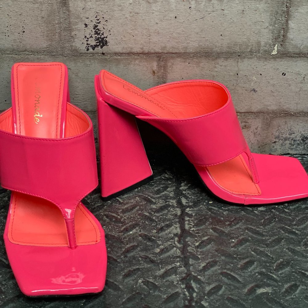 PINK BLOCK TRIANGLE HIGH HEELS SIZE 9 MISS LOLA